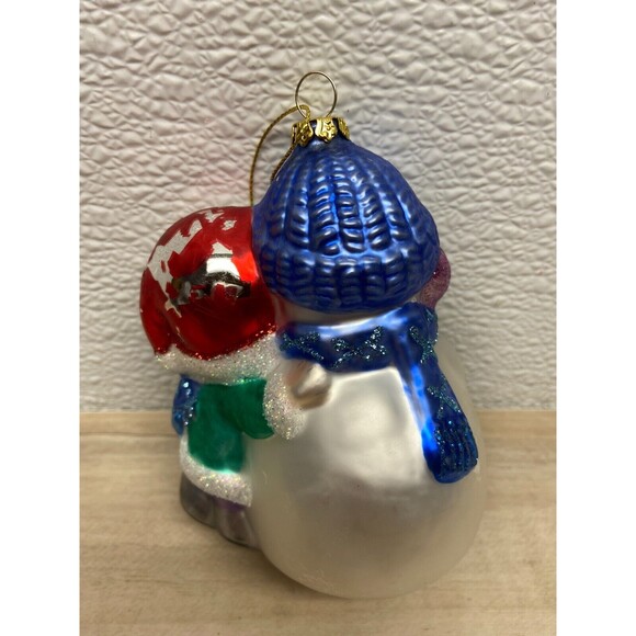 2006 Precious Moments Girl With Snowman Blown Glass Christmas Ornament - Picture 3 of 11